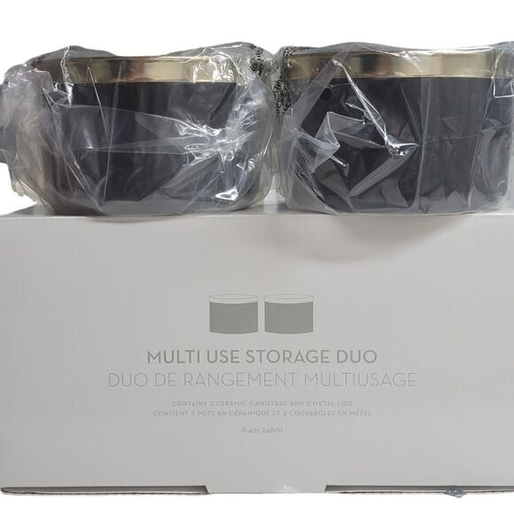 Z Gallerie Multi Use Storage Duo Cermic Canisters with Metal Lids - Picture 5 of 8